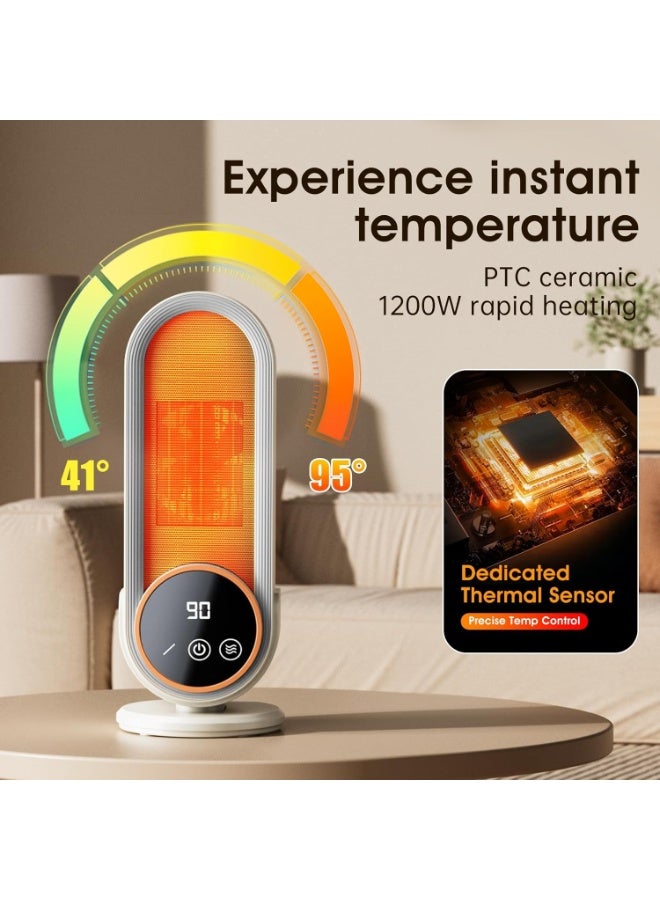 زيترا 1200W PTC سخان السيراميك الرياح الدافئة الرياح الباردة متوافقة برج مروحة الإعصار 2 ثانية دافئة الوضع الإيكولوجي تصميم صامت التحكم عن بعد لوحة عرض LED وظيفة التوقيت زاوية واسعة إمدادات الهواء التلقائي إيقاف منع الإفراط في التدفئة خفيفة الوزن المدمجة دافئة القدمين سخان سطح المكتب مصغرة توفير الطاقة معدات التدفئة مكتب غرفة النوم غرفة المعيشة غرفة الملابس المرحاض أجهزة الشتاء - Image 3